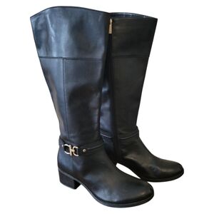 Bandolino Dulla Black Leather Over the Knee Boots Size 10.5‎